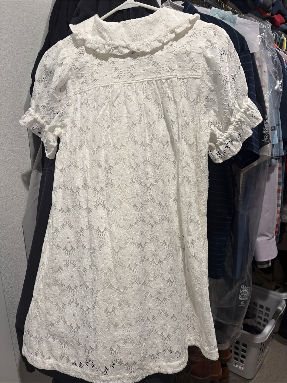 Pilcro White Lace Button-Front Dress with Peter Pan Collar - Picture 3 of 4